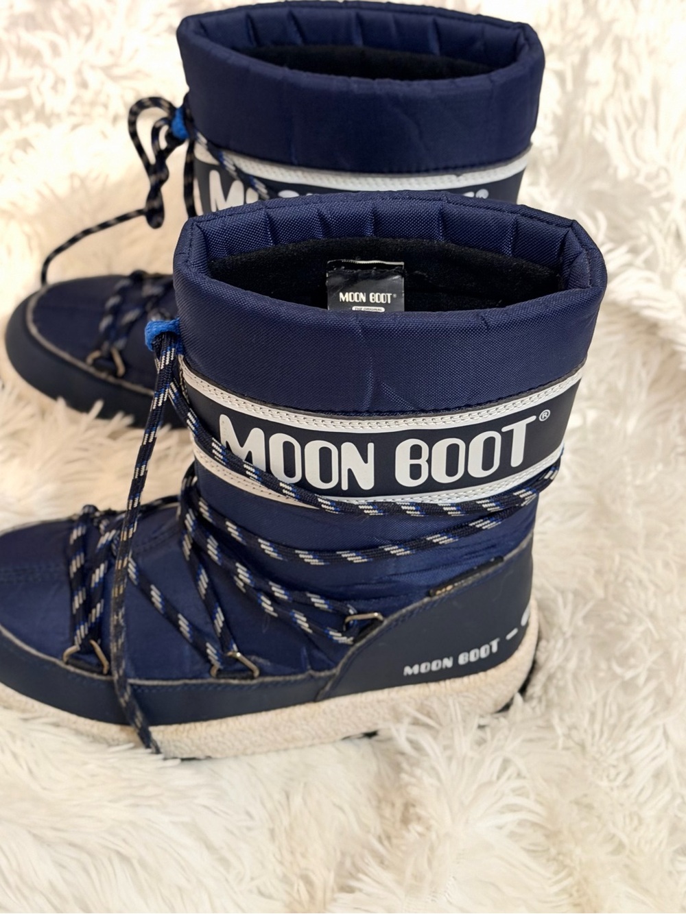 Moon Boot Kids Navy and White Winter Snow Boots